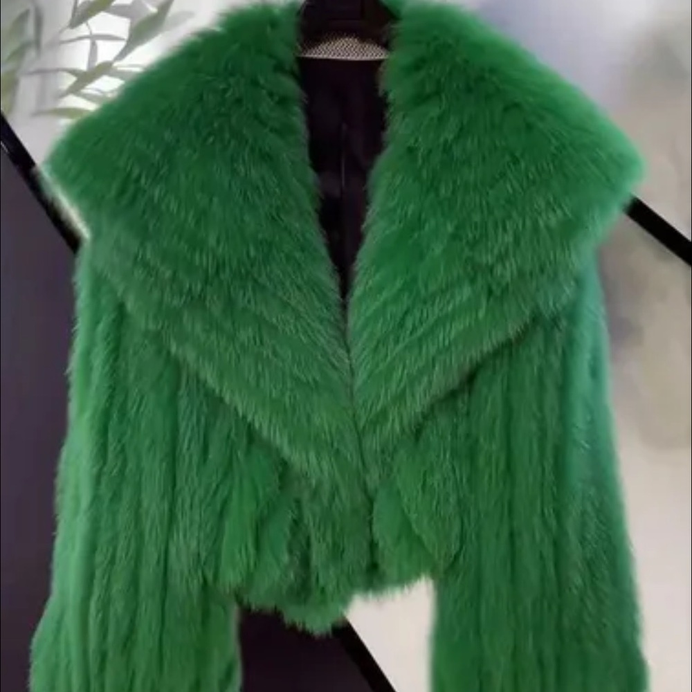 Vibrant Green Faux Fur Jacket Festival RAVE